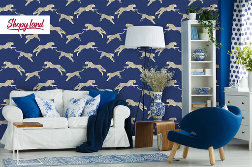 Leopard Removable Wallpaper, Leaping Cheetah Peel and Stick Wallpaper, Classic Animal Print Wallpaper, W164