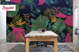 Removable Wallpaper Funky Jungle, Self Adhesive Wall Mural, Peel and Stick Palm Leaves, Tropical wallpaper, Exotic Tropical Pattern, W80