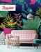 Removable Wallpaper Funky Jungle, Self Adhesive Wall Mural, Peel and Stick Palm Leaves, Tropical wallpaper, Exotic Tropical Pattern, W80