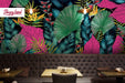 Removable Wallpaper Funky Jungle, Self Adhesive Wall Mural, Peel and Stick Palm Leaves, Tropical wallpaper, Exotic Tropical Pattern, W80