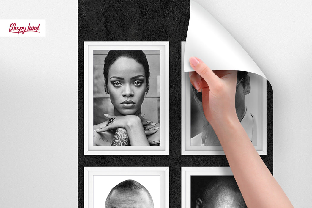 Black and White Aesthetic Collage Peel and Stick, Celebrity Portraits, Popular People removable Wallpaper, Famous People Wall Art, W168