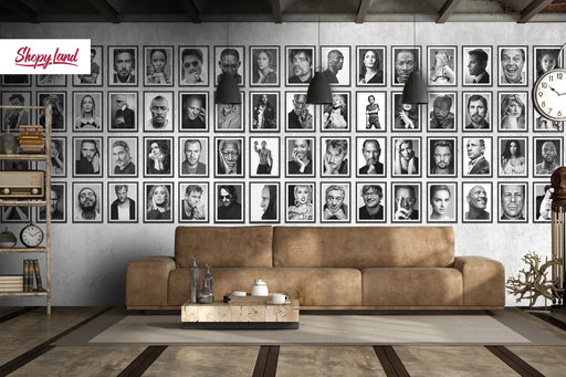 Black and White Aesthetic Collage Peel and Stick, Celebrity Portraits, Popular People removable Wallpaper, Famous People Wall Art, W168
