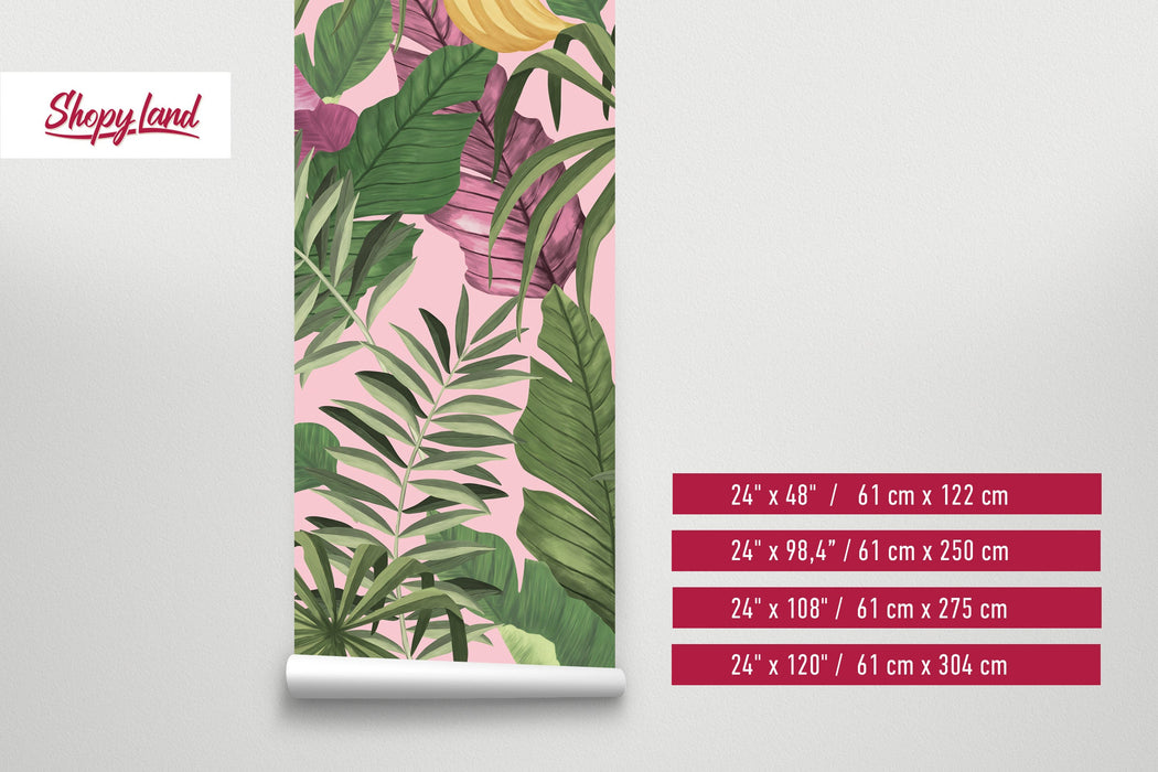 Banana Plant Wallpaper, Banana Leaves, Banana Plant Removable Wallpaper, Tropical Palm Leaves W184