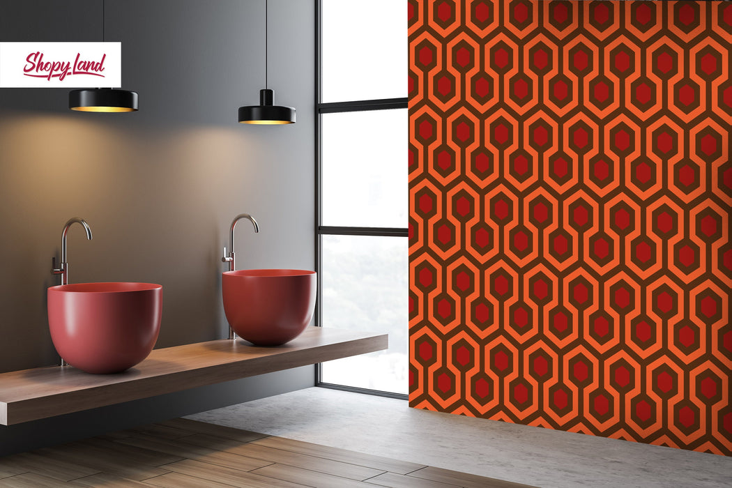 Spooky Removable Wallpaper, Overlook Hotel Wallpaper, Classic Horror Movie Peel and Stick Wallpaper, Redrum Pattern, W189