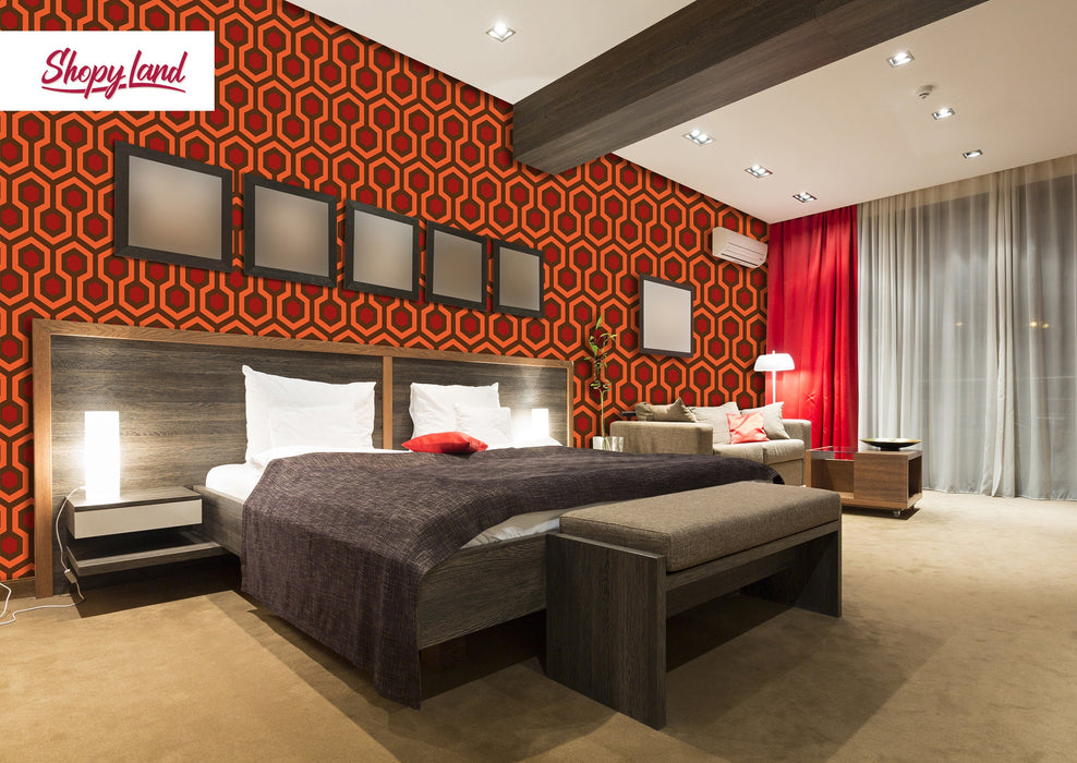 Spooky Removable Wallpaper, Overlook Hotel Wallpaper, Classic Horror Movie Peel and Stick Wallpaper, Redrum Pattern, W189