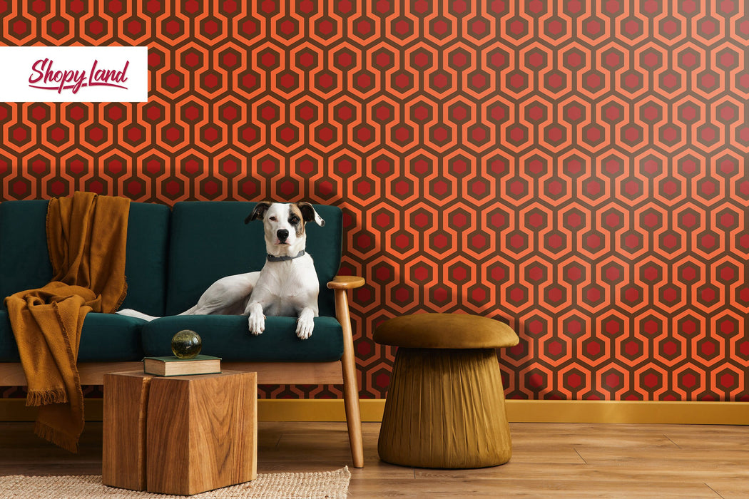 Spooky Removable Wallpaper, Overlook Hotel Wallpaper, Classic Horror Movie Peel and Stick Wallpaper, Redrum Pattern, W189
