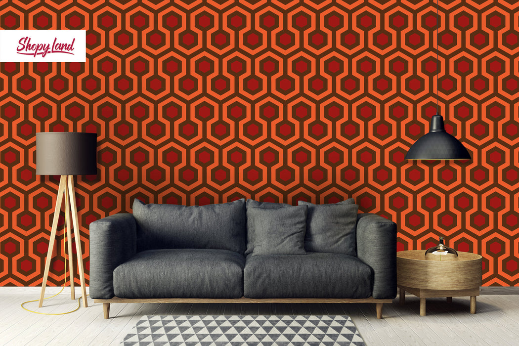 Spooky Removable Wallpaper, Overlook Hotel Wallpaper, Classic Horror Movie Peel and Stick Wallpaper, Redrum Pattern, W189
