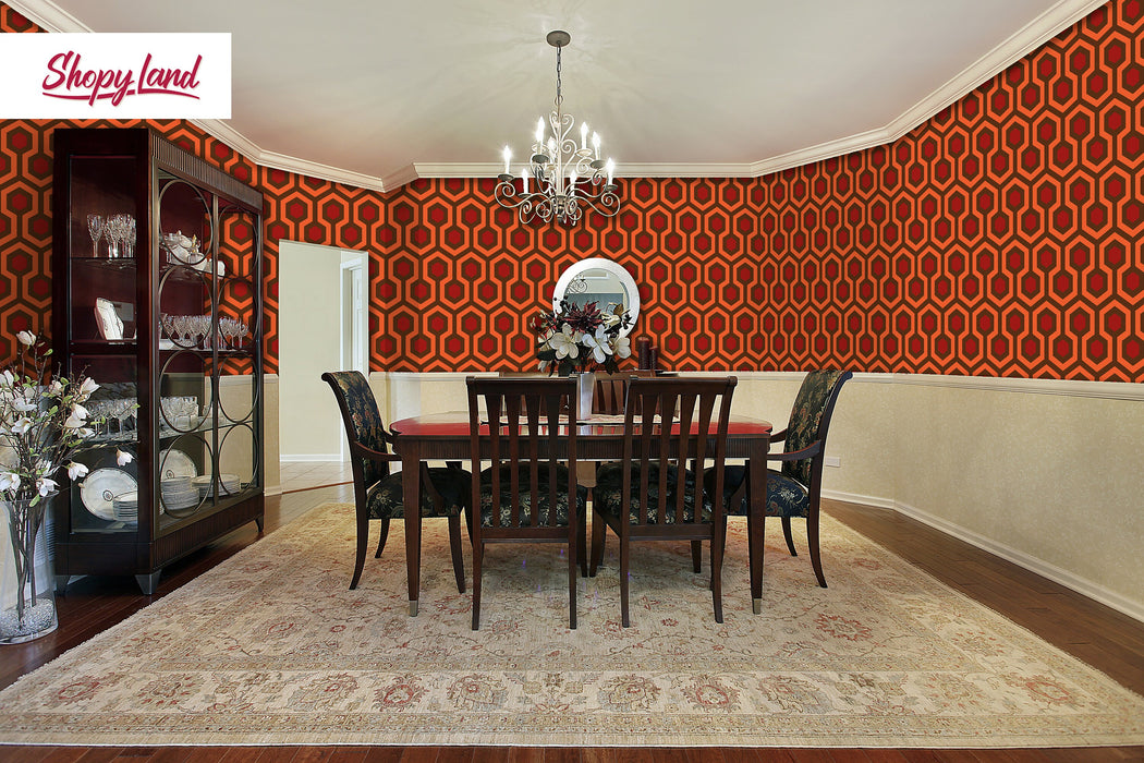 Spooky Removable Wallpaper, Overlook Hotel Wallpaper, Classic Horror Movie Peel and Stick Wallpaper, Redrum Pattern, W189