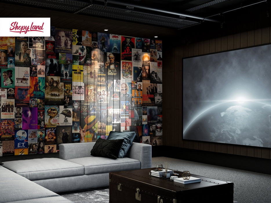 Movie Posters Removable Wallpaper, Removable Wall Mural, Peel and Stick Movie Posters, Aesthetic Collage, Updated Version W123