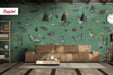 Antique Botanical Butterflies Removable Wallpaper, Vintage Butterflies Wallpaper, Dark Green Traditional Wallpaper, W195