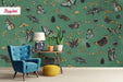 Antique Botanical Butterflies Removable Wallpaper, Vintage Butterflies Wallpaper, Dark Green Traditional Wallpaper, W195