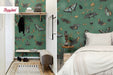 Antique Botanical Butterflies Removable Wallpaper, Vintage Butterflies Wallpaper, Dark Green Traditional Wallpaper, W195