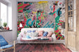 Pop Art Removable Wallpaper, Aesthetic Collage Wall Covering, Colorful Street Art Wallpaper, Peel and Stick Wall Decor, W206