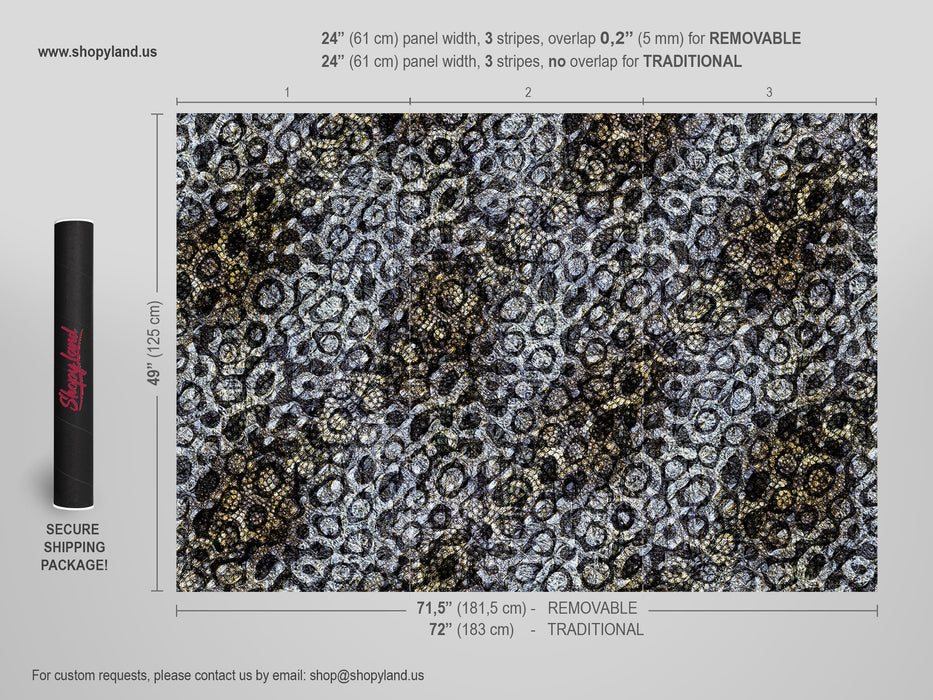 Reptile Sking Peel and Stick Wallpaper, Animal Skin Temporary Wallpaper, Snake Wallpaper, Abstract Removable Wallpaper, W145